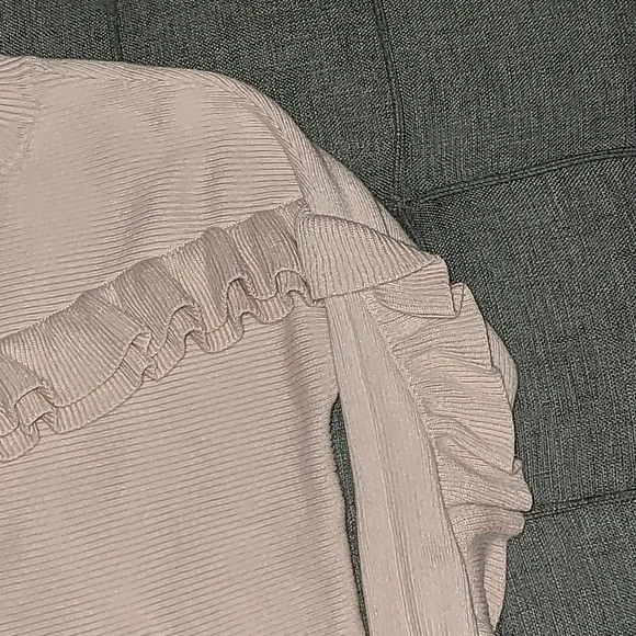 Ann Taylor Pointelle Pink Ruffle Sweater - Picture 6 of 8
